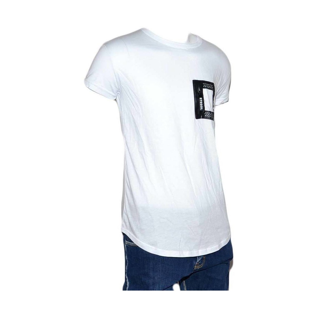 Abbigliamento Uomo T-shirt maniche corte Malu Shoes T-Shirt Uomo Mezza Manica Girocollo Cotone Girocollo Bianca Tin Bianco