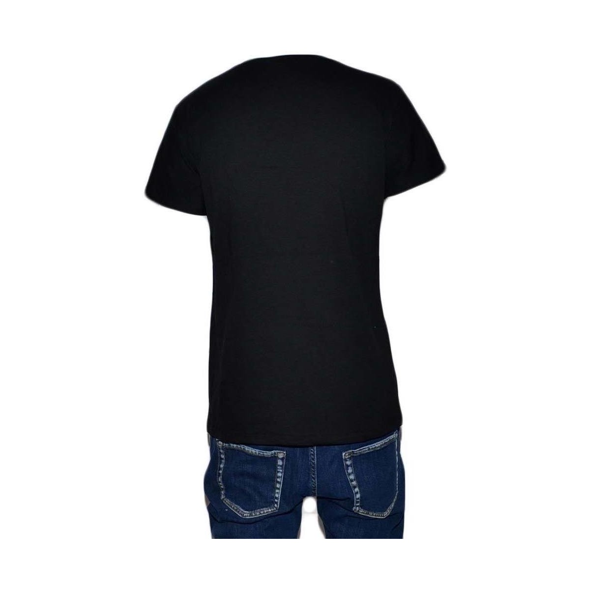 Abbigliamento Uomo T-shirt maniche corte Malu Shoes T-Shirt Uomo Girocollo nera Stampa Con Scritta Superman Casual Nero
