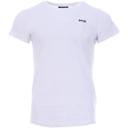 Abbigliamento Uomo T-shirt maniche corte Schott TSCREW.EMB Bianco