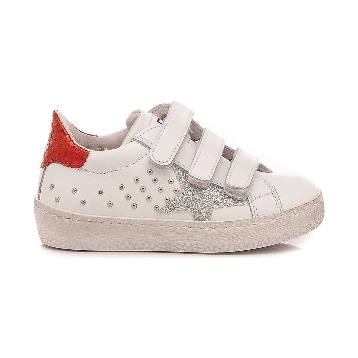 Scarpe Bambina Sneakers Ciao Sneakers Bambina Pelle Bianco-Rosso C2396 Bianco