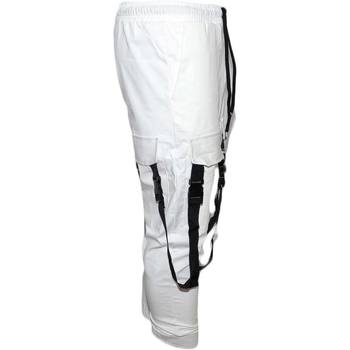 Abbigliamento Uomo Pantaloni Malu Shoes Pantaloni tuta cargo uomo bianco con tasconi laterali con lacci Bianco
