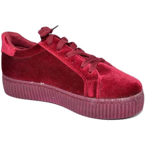 Scarpe Donna Sneakers basse Malu Shoes Sneakers bassa donna bordeaux ciniglia con fondo alto platform Rosso