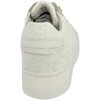 Scarpe Uomo Sneakers basse Malu Shoes Sneakers bassa uomo anaconda bianco cocco in vera pelle con pun Bianco