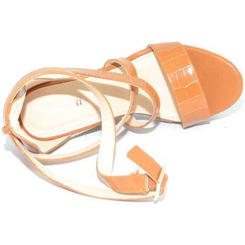Scarpe Donna Tronchetti Malu Shoes Zeppe platform cuoio donna con tacco unito in sughero fascie in Marrone