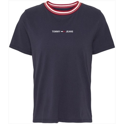 Abbigliamento Donna T-shirt maniche corte Tommy Jeans tjw contrast rib logo Blu