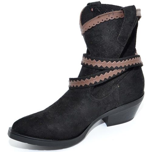 Scarpe Donna Stivaletti Malu Shoes Stivaletto texano camperos donna nero a punta con frange borchi Multicolore