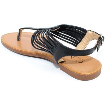 Scarpe Donna Sandali Malu Shoes Sandalo basso positano nero donna infradito con fascette larghe Nero