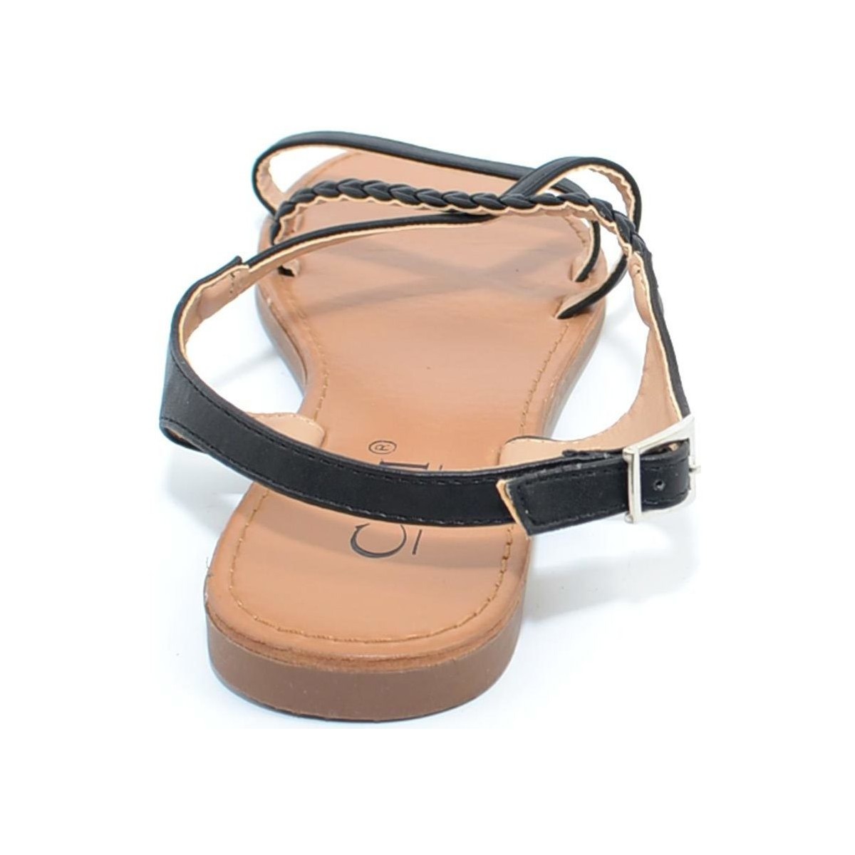 Scarpe Donna Sandali Malu Shoes Sandalo basso positano donna fascetta con treccia incrociata ne Nero