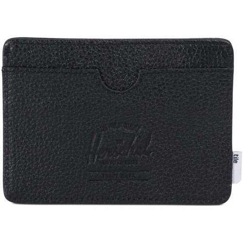 Borse Portafogli Herschel Charlie  Tile Black Pebbled Leather Nero