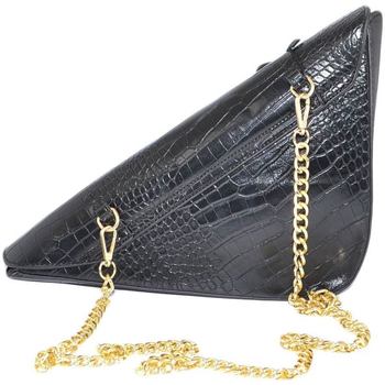 Image of Borsa Malu Shoes Scarpe Borsa pochette donna nera forma di triangolo modello ciaga stam
