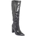 Image of Stivali Malu Shoes Scarpe Stivali donna alto rigido in pelle lucida nero con tacco largo