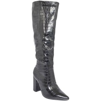 Scarpe Donna Stivali Malu Shoes Stivale donna alto rigido in pelle lucida nero con tacco largo Nero