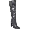 Image of Stivali Malu Shoes Scarpe Stivali donna alto rigido in pelle nero con tacco largo stampa