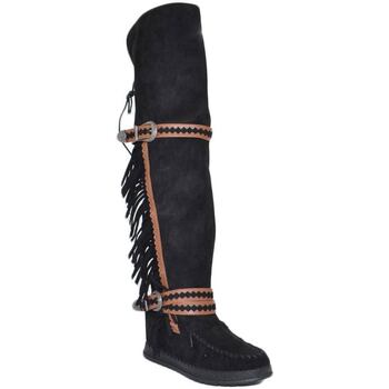 Scarpe Donna Stivali Malu Shoes Stivali donna indianini nero scamosciati alti sopra al ginocchi Nero