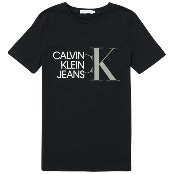 Abbigliamento Bambino T-shirt maniche corte Calvin Klein Jeans HYBRID LOGO FITTED T-SHIRT Nero