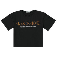 Abbigliamento Bambina T-shirt maniche corte Calvin Klein Jeans CK REPEAT FOIL BOXY T-SHIRT Nero