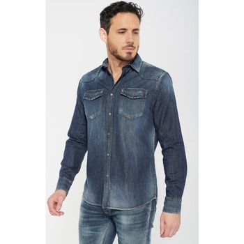 Abbigliamento Uomo Camicie maniche lunghe Le Temps des Cerises Camicia in jeans JUANITO Blu