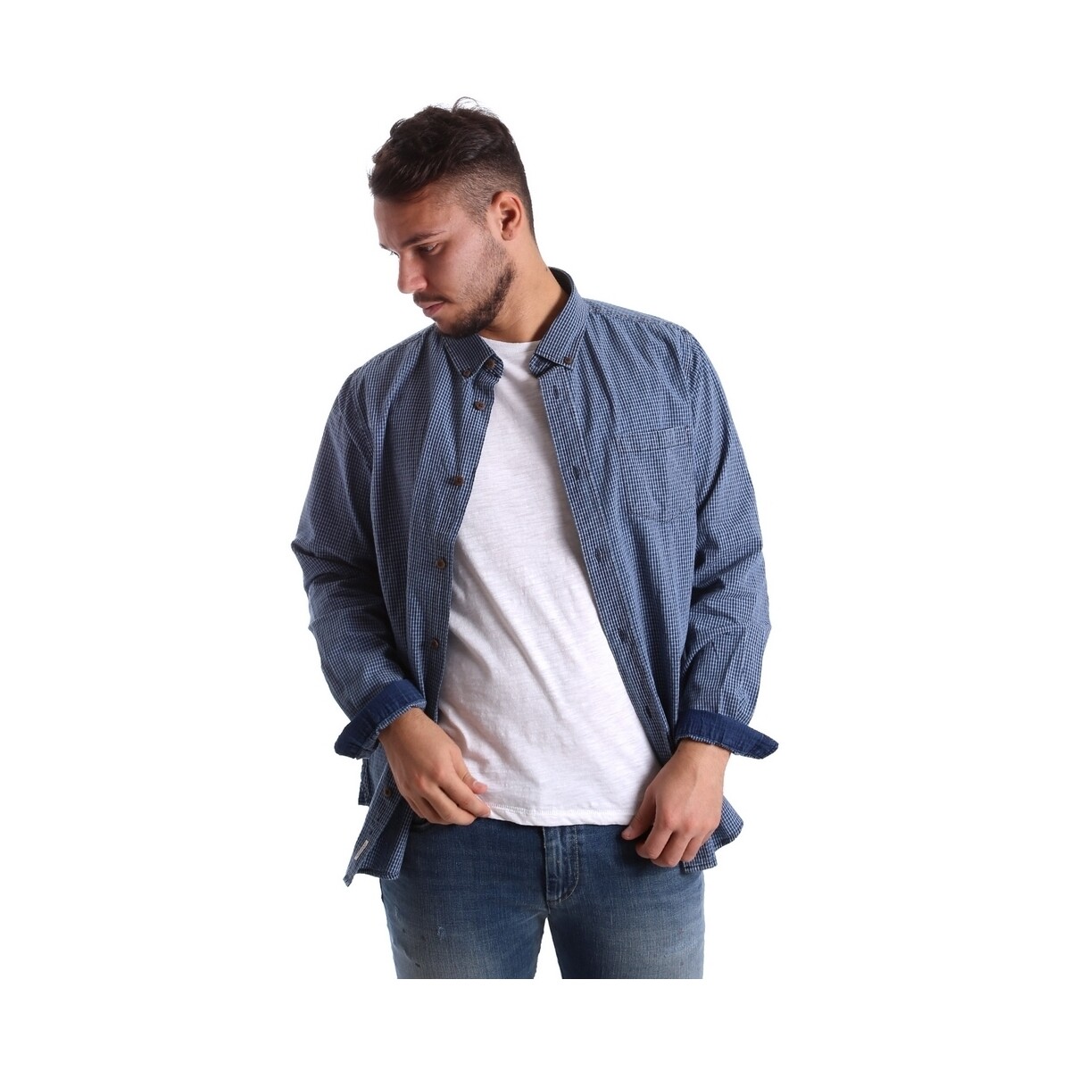 Abbigliamento Uomo Camicie maniche lunghe Ransom & Co. JOY-S059 Blu
