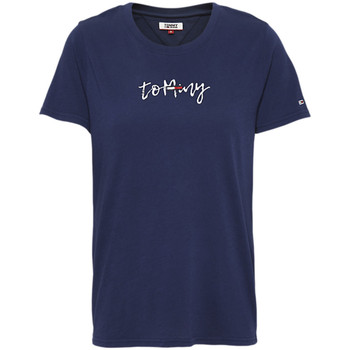 Abbigliamento Donna T-shirt maniche corte Tommy Jeans Flag on script tee Blu