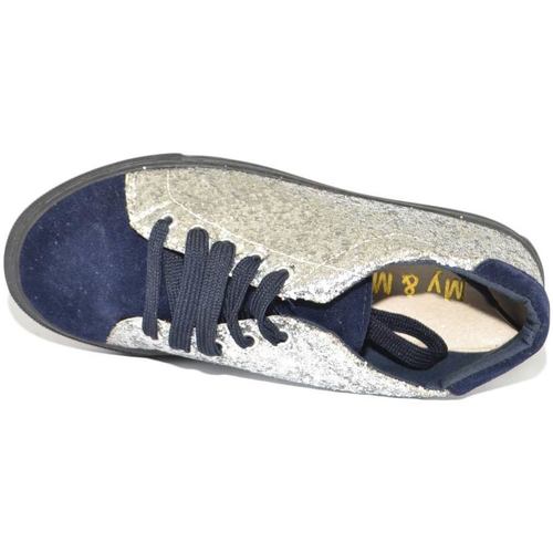 Scarpe Donna Sneakers basse Malu Shoes Sneakers casual bassa donna blu con laterali glitter argento fo Blu