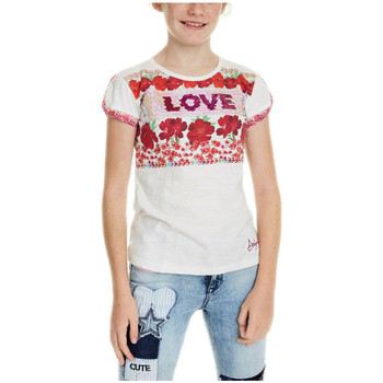 Abbigliamento Bambina T-shirt maniche corte Desigual T Shirt fille Dakotadel blanc 19SGTK37 (rft) Bianco