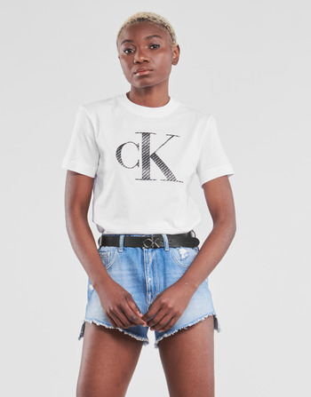 Calvin Klein Jeans SATIN BONDED FILLED CK TEE Bianco