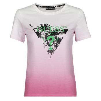 Guess SS CN PALMS TEE Rosa / Multicolore