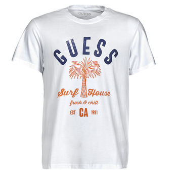 Abbigliamento Uomo T-shirt maniche corte Guess SURF HOUSE CN SS TEE Bianco / Blu / Marine