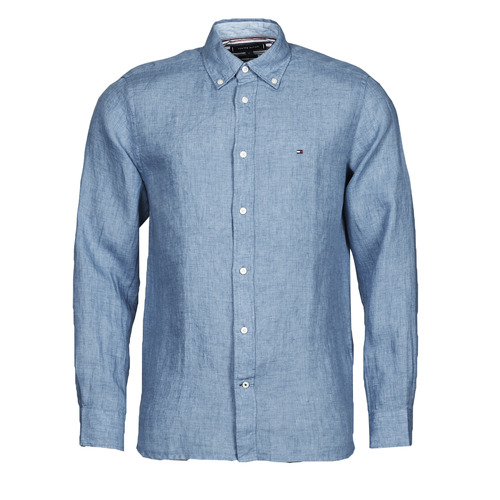 Abbigliamento Uomo Camicie maniche lunghe Tommy Hilfiger PIGMENT DYED LINEN SHIRT Blu