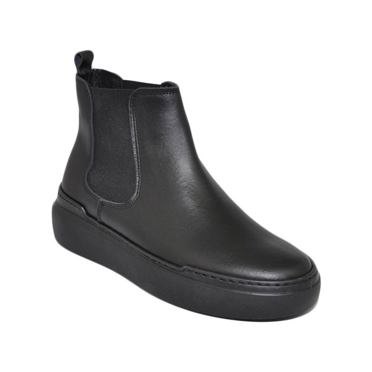 Scarpe Uomo Stivali Malu Shoes Beatles uomo stivaletto con elastico in vera pelle morbida nera Nero