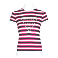 Abbigliamento Donna T-shirt maniche corte Guess GERALDE TURTLE NECK Nero / Bianco