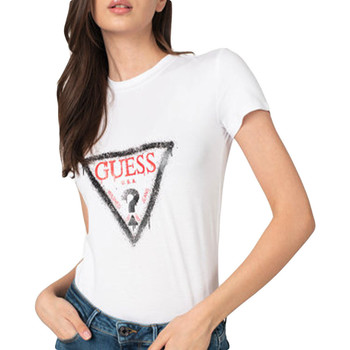 Abbigliamento Donna T-shirt maniche corte Guess flag logo Bianco