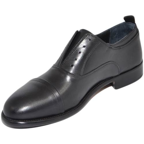 Scarpe Uomo Derby & Richelieu Malu Shoes Scarpe uomo stringata elastico inglese punta alzata vera pelle Nero