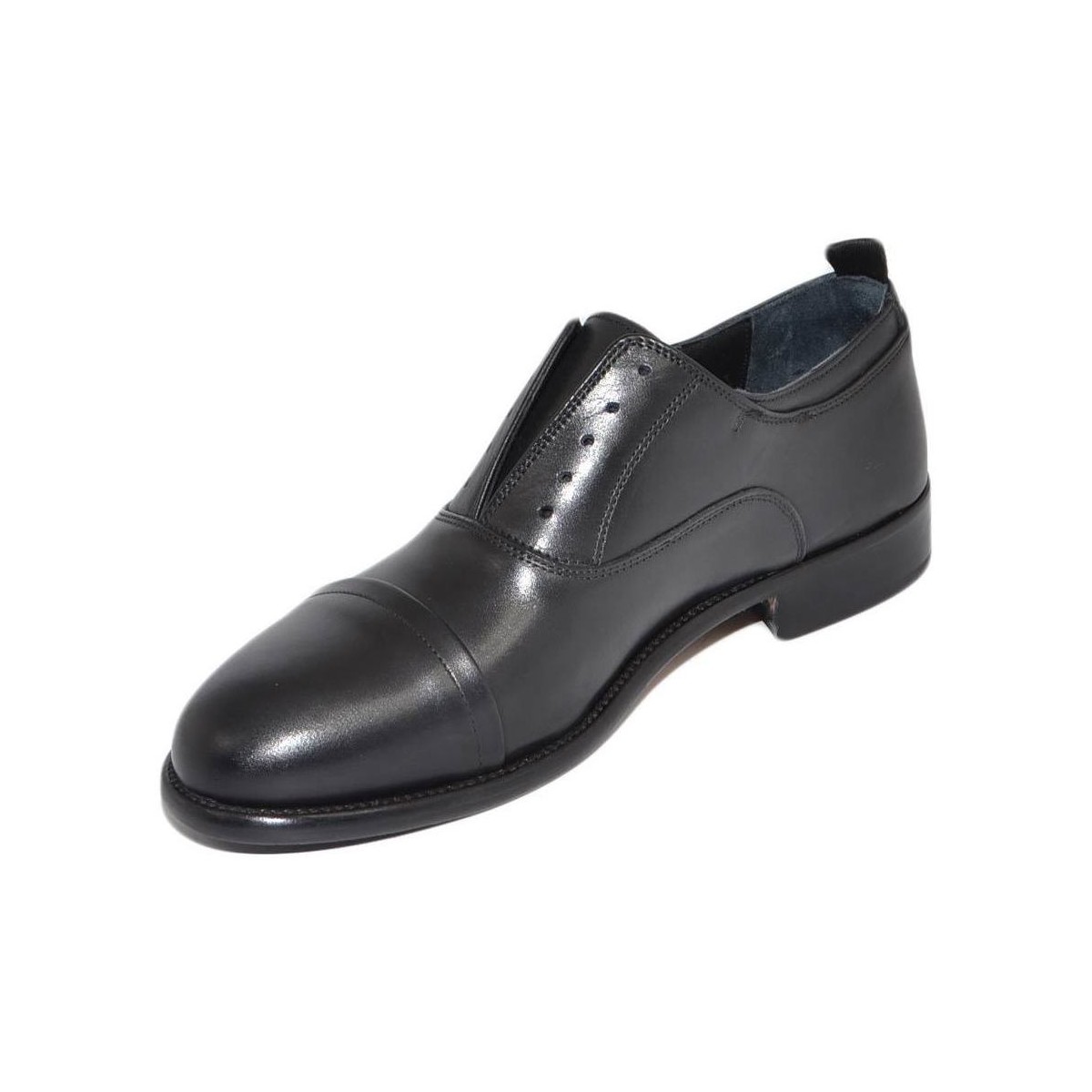 Scarpe Uomo Derby & Richelieu Malu Shoes Scarpe uomo stringata elastico inglese punta alzata vera pelle Nero