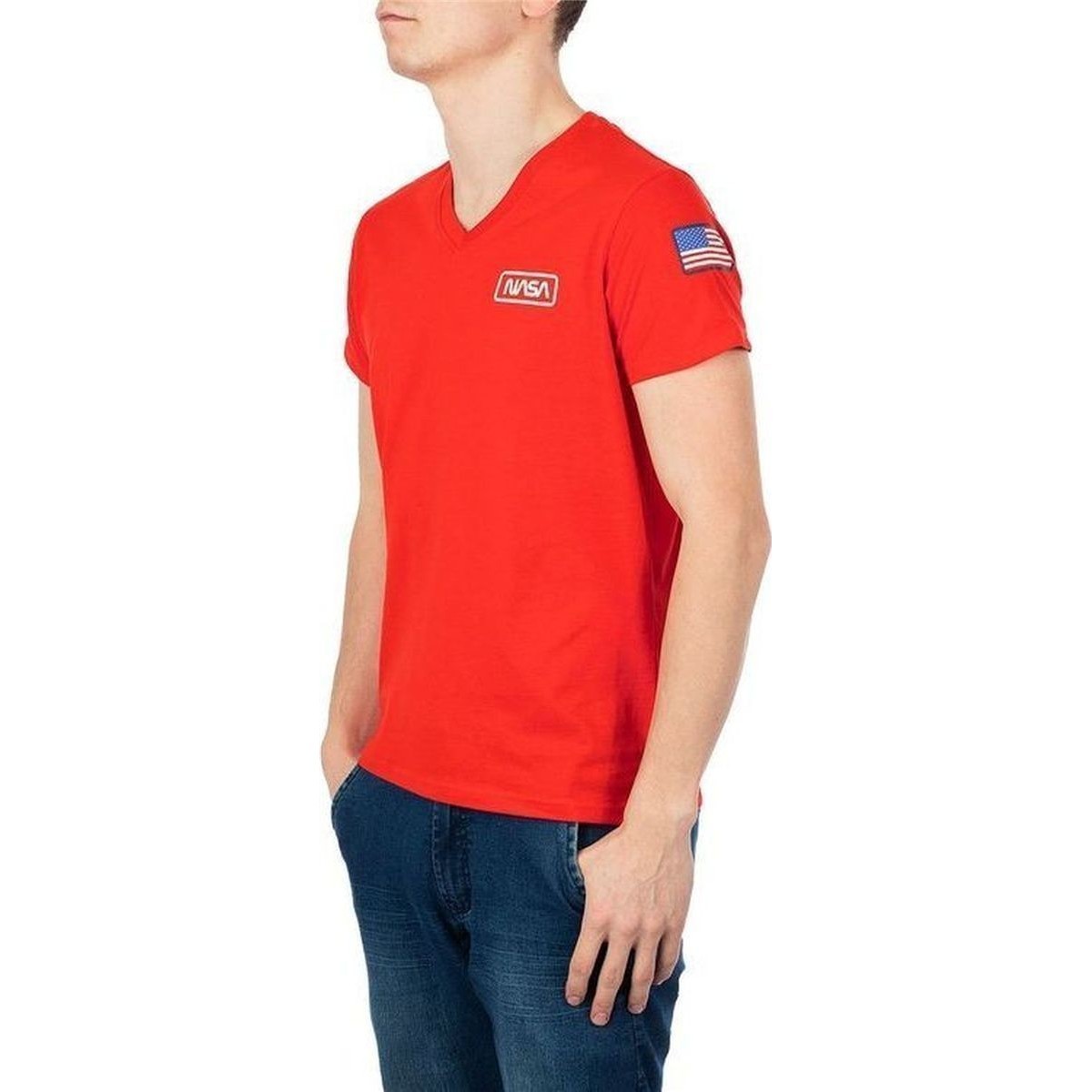 Abbigliamento Uomo T-shirt & Polo Nasa BASIC FLAG V NECK Rosso