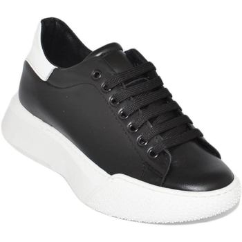 Scarpe Uomo Sneakers basse Malu Shoes Sneakers uomo nero in vera pelle nero con riporto bianco fondo Nero