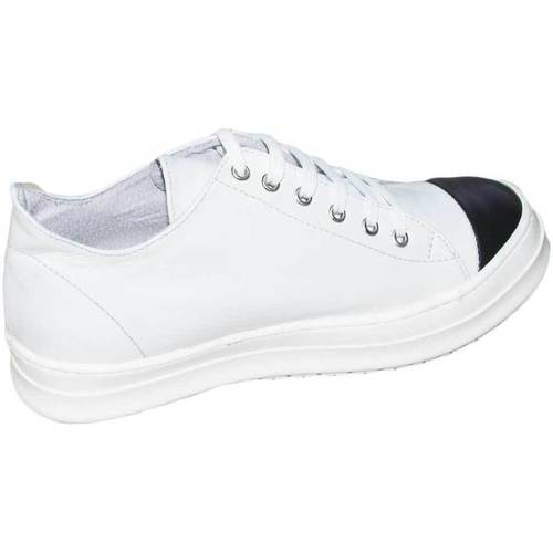 Scarpe Uomo Sneakers basse Malu Shoes Sneakers bassa vera pelle made in italy white black moda punta Bianco