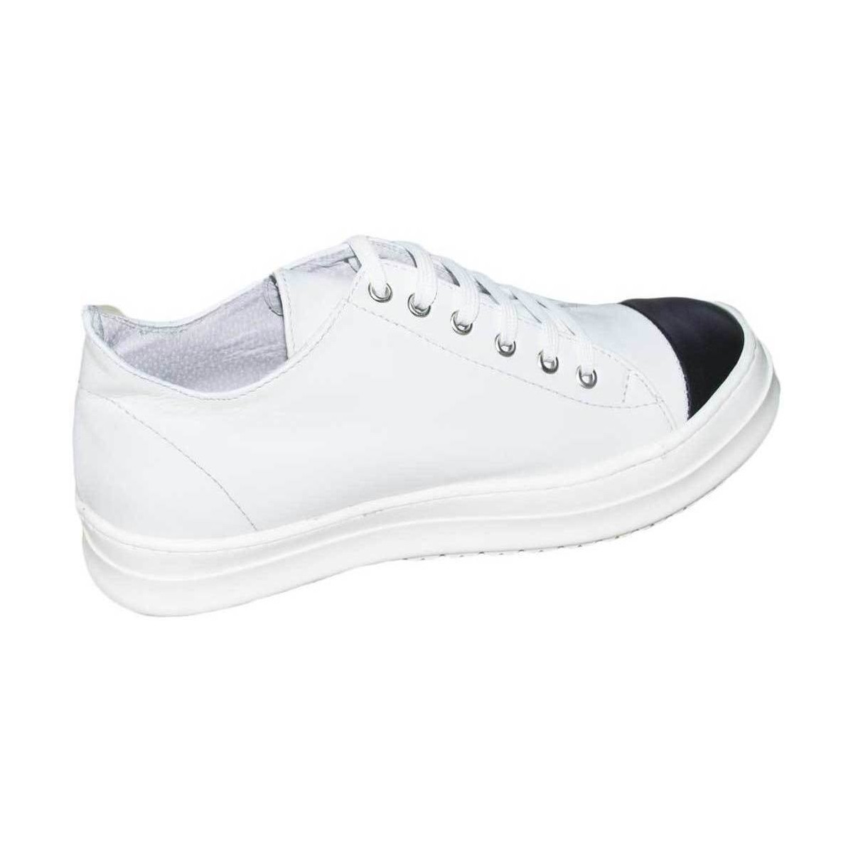 Scarpe Uomo Sneakers basse Malu Shoes Sneakers bassa vera pelle made in italy white black moda punta Bianco