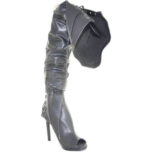 Scarpe Donna Stivali Malu Shoes Stivale alto al ginocchio donna lacci moda chic Nero