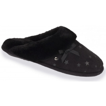 Scarpe Donna Pantofole Isotoner chaussons femme étoiles noir 97168 Nero