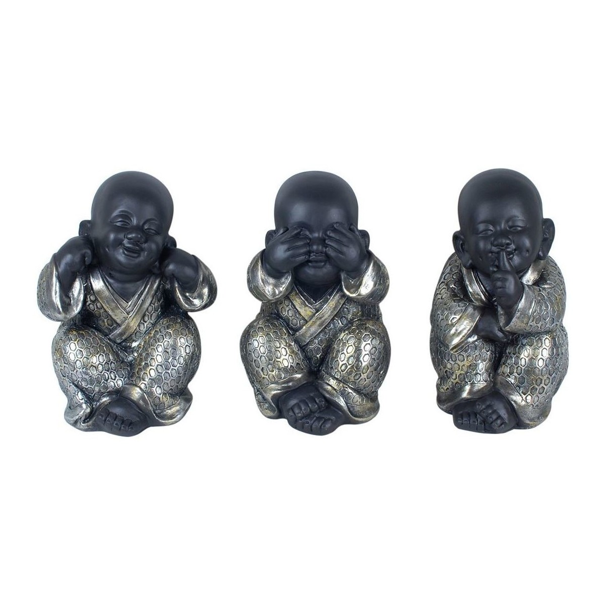 Casa Statuette e figurine Signes Grimalt Buddha Non Vede-Ascolta-Parla Set 3U Argento