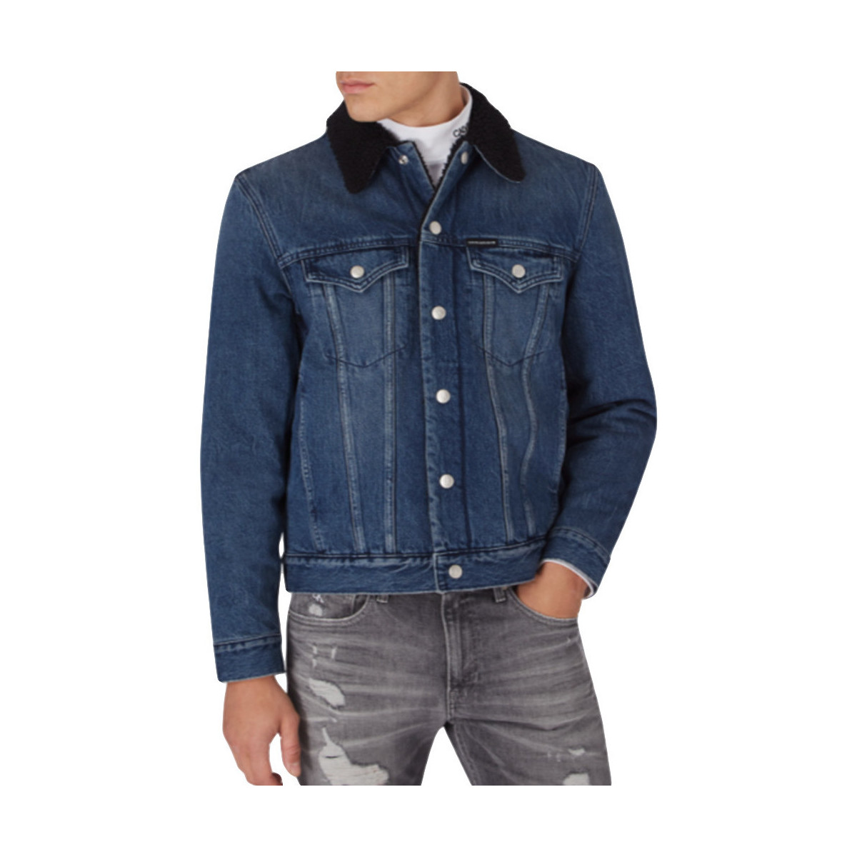 Abbigliamento Uomo Giacche in jeans Calvin Klein Jeans Foundation sherpa Blu