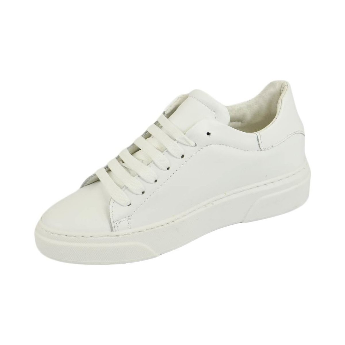 Scarpe Uomo Sneakers basse Malu Shoes Sneakers uomo in vera pelle di nappa bianca classico sportiva l Bianco