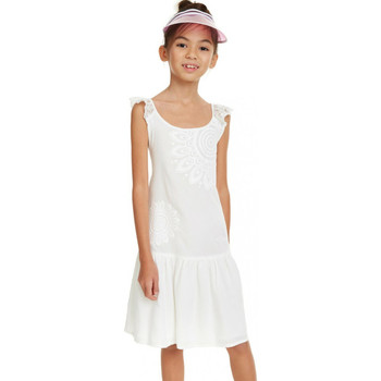 Abbigliamento Bambina Vestiti Desigual Robe fille Oklahoma blanc 19SGVW22 (rft) Bianco