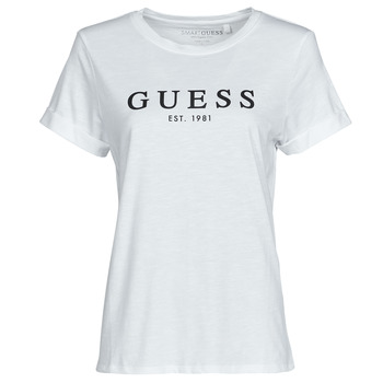 Abbigliamento Donna T-shirt maniche corte Guess ES SS GUESS 1981 ROLL CUFF TEE Bianco