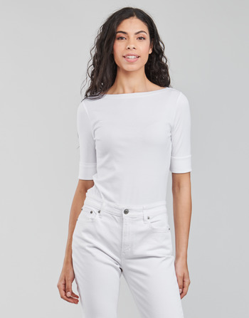 Abbigliamento Donna T-shirts a maniche lunghe Lauren Ralph Lauren JUDY-ELBOW SLEEVE-KNIT Bianco