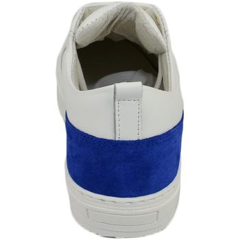 Scarpe Uomo Sneakers basse Malu Shoes Scarpe sneakers bassa uomo vera pelle bianco con occhiello oro Blu