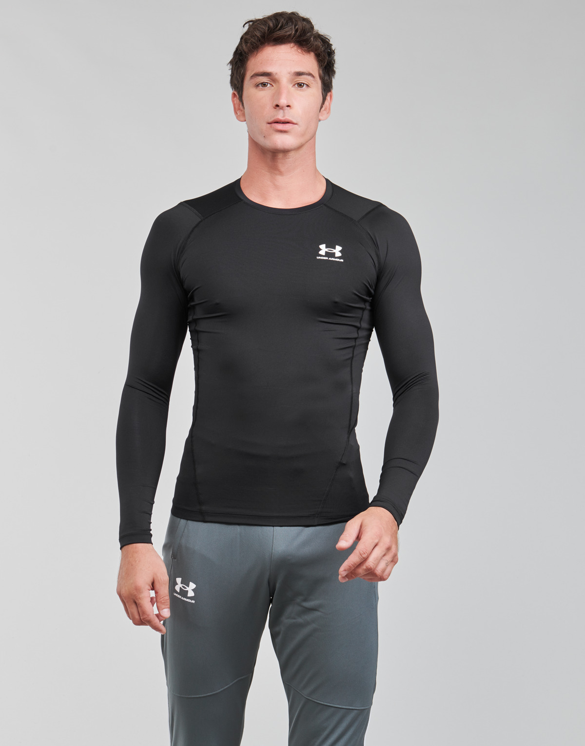 Abbigliamento Uomo T-shirts a maniche lunghe Under Armour UA HG ARMOUR COMP LS Nero / Bianco