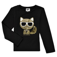 Abbigliamento Bambina T-shirts a maniche lunghe Karl Lagerfeld AMETHYSTE Nero