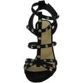 Image of Sandali Malu Shoes Scarpe sandali tacco nero art.st77891 con borchie tacco doppio vera pe